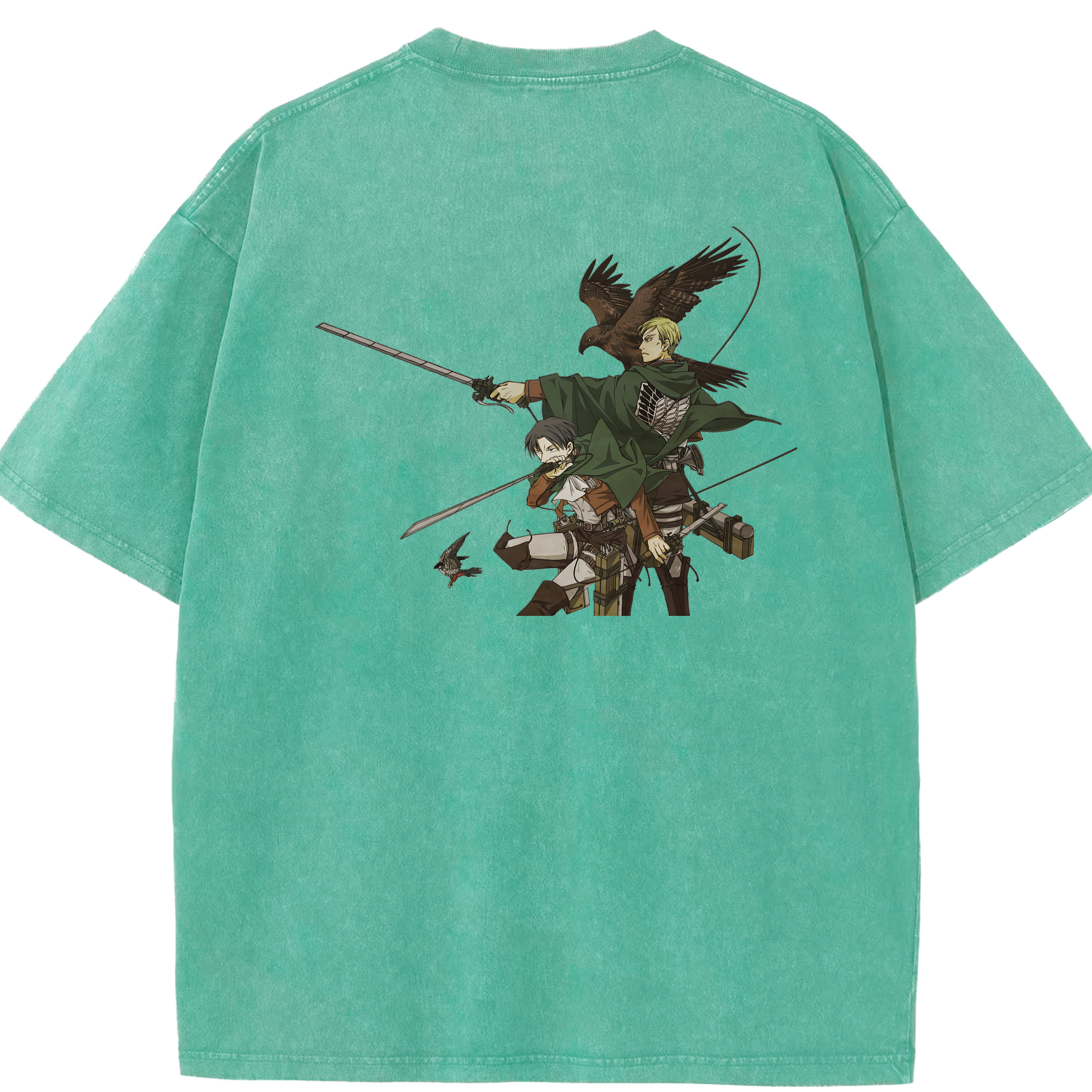 （画像用） 進撃の巨人 Attack on Titan 綿100% ヴィンテージ風 半袖Tシャツ（背面プリント）